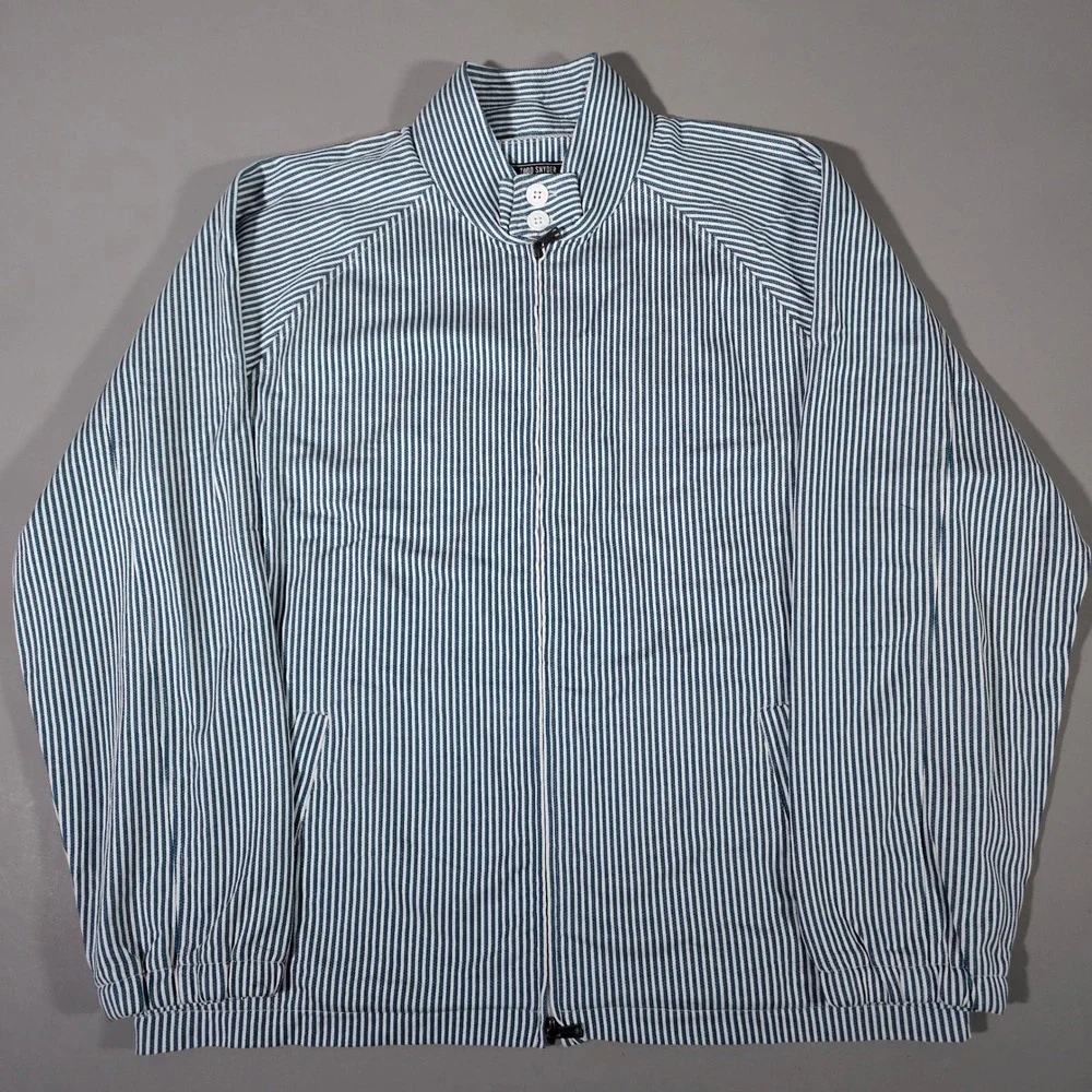 Todd Snyder Track Jacket Mens XXL Blue White Striped Mesh Lined Zip Up - Picture 1 of 7